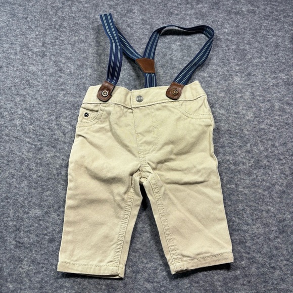Carter's Blue Gingham Button-Up Bodysuit with Khaki Pants & Navy Suspenders - Picture 5 of 12